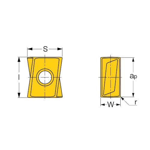 Iscar 5607265 HELITANG T490 LINE Single Sided Milling Insert With 4 Helical Cutting Edges, LNMT Insert, 080408 Insert, Carbide, Manufacturer's Grade: IC808, Rectangle Shape, Material Grade: H, K, M, P, S